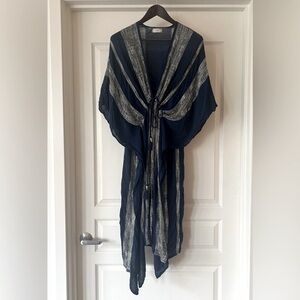 Free People Navy and Silver Scarf Wrap